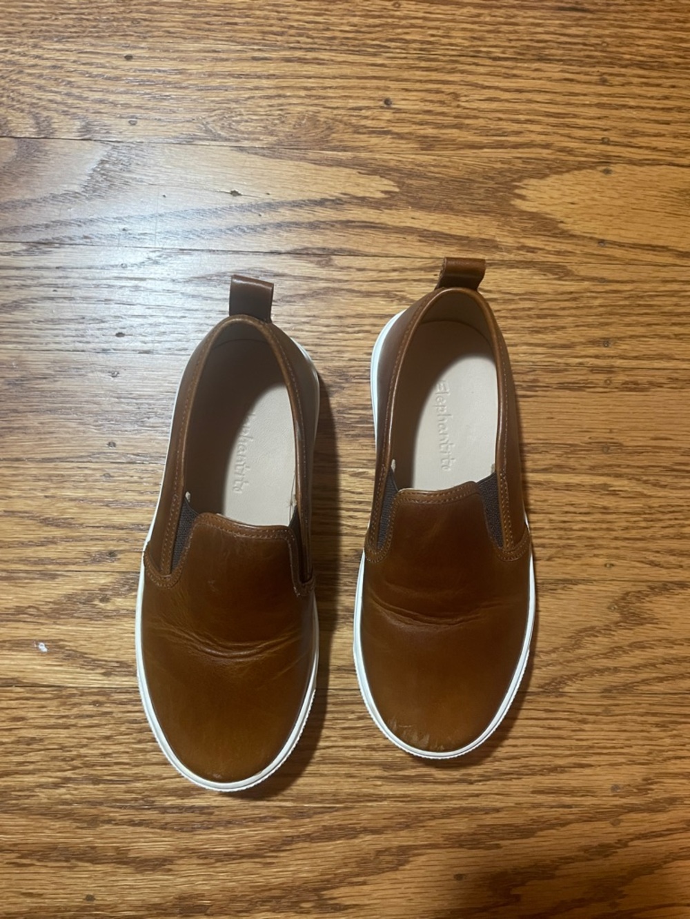 Elephantito Tan Brown Leather Slip-On Kids Dress Shoes